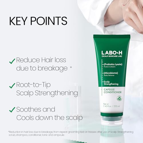 Scalp Strengthening Capsule Conditioner for Hair Growth & Anti-Loss | Vegan Treatment with Vitamin C, Biotin, Caffeine and Rosemary Oil, Instant Softening & Nourishing, Korean, 7.43 Fl. oz.