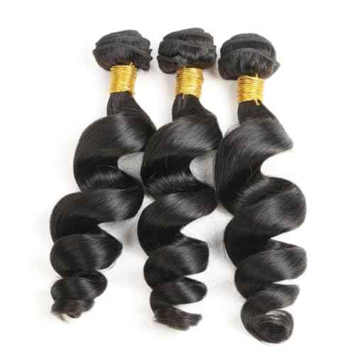 Loose Wave Bundles Human Hair Short Brazilian Virgin Human Hair Bundles Loose Wave Natural Black Color Can Be Dyed and Styled Total 300g 10 10 10 Inch