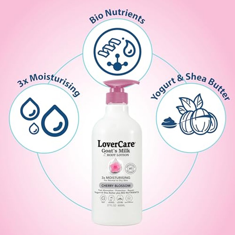 Lovercare Goat Milk Body Lotion for Dry Skin Cherry Blossom 27.05oz (800ml) - Single¡¦