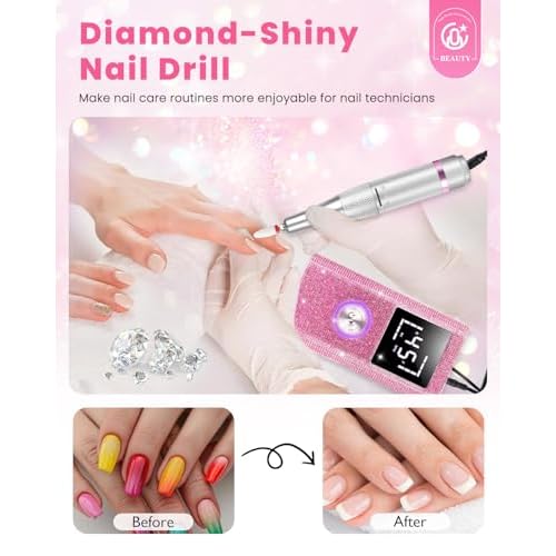 CozyZen Cordless Electric Nail Drill, 45000 RPM Rechargeable Diamond E-File, Portable & Low Noise for Acrylic/Gel Nails, Manicure & Pedicure - Professional & Home Use