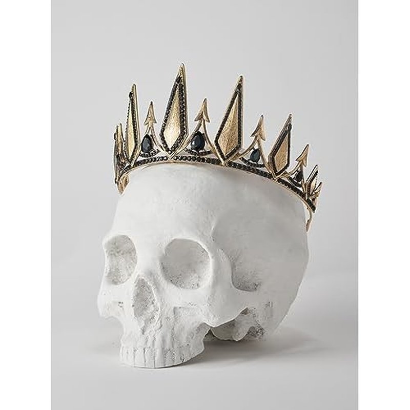 SWEETV Gothic Crowns for Women, Queen Crown Tiara, Witch Crown Headband Cos-play Hair Accessories for Costume Halloween Prom Party
