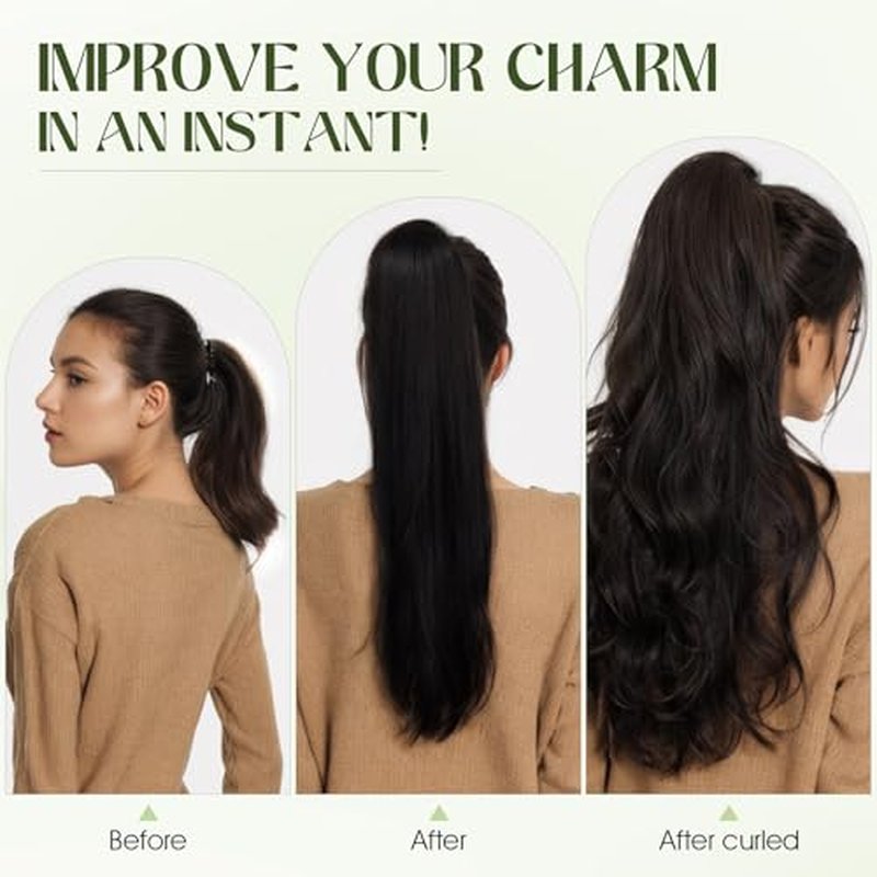 Ponytail Extension, 18 Inch Claw Clip Ponytail Extension Human Hair Long Straight Jaw Clip in Real Hair Pony Tails Hairpieces for Women Natural Black