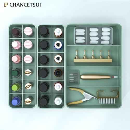 Stackable Drawer Organizer, 3 PCS Versatile Bathroom and Vanity Drawer Organizers Trays Makeup Organization and Storage Set for Lipstick, Lip Gloss, Nail Polish, Cosmetics, Skincare, Jewelry, Green