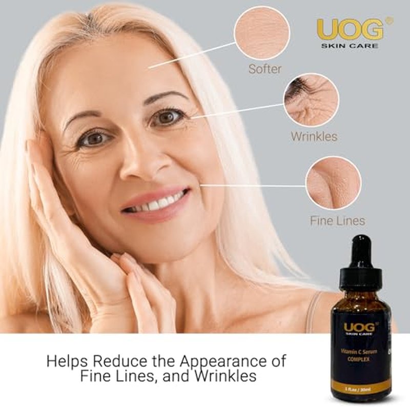UOG (United One) Super Vitamin C Face Serum - Anti-Aging, Hydrating & Firming Formula, Lifts & Firms Face, Neck, Jawline, Reduces Dark Spots, Fine Lines, Wrinkles,1 Fl Oz- Pack of 2