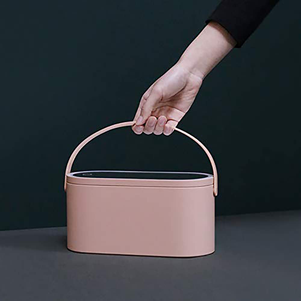 Yesinaly Travel Makeup Organizer Box with LED Mirror, Pink Portable Makeup Case Touch Switch Home Cosmetic Box