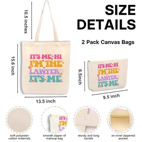 I'm the Lawyer, Lawyer Gifts, Legal Practitioner Gift£¬2PCS Makeup Cosmetic Bag Canvas Tote Bag Beach Bag for Shopping Work Office Gifts for Women Lawyer Paralegal Prosecutor Birthday Christmas