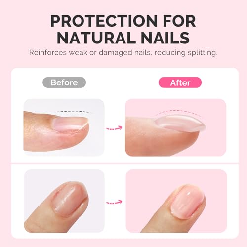 MelodySusie Clear Builder Nail Base Gel for Nails Thickening, Soak Off UV Extension Gel, Rhinestone Nail Glue in a Bottle for Nail Art Design Salon DIY Manicure at Home Gift for Women