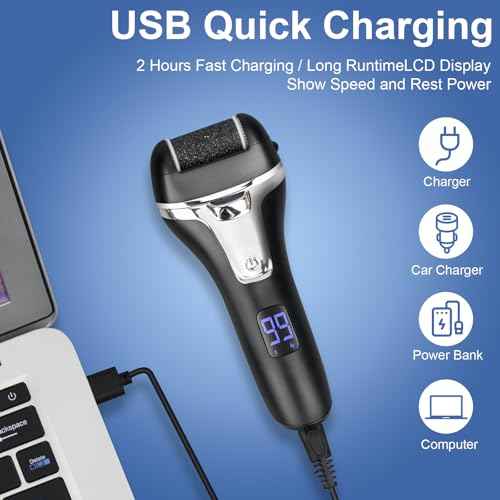 Electric Foot File Callus Remover for Feet - 9 pcs Roller Heads,2 Speed Foot Care Kit Waterproof Pedicure Tools,Rechargeable Foot Scrubber Pedicure kit for Dead Hard Cracked Dry Skin.