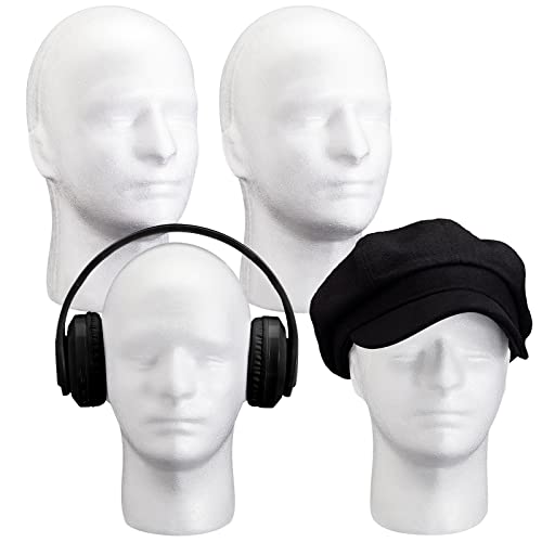 4 Count Wig Head Foam Mannequin Head Stand Wig Holder for Hat Display, White(21.26 Inch)
