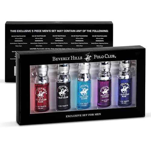 Beverly Hills Polo Club 5 Piece Mini Gift Set Exclusive for Men, EDT Eau De Toilette 5 Mini 0.5oz Bottles