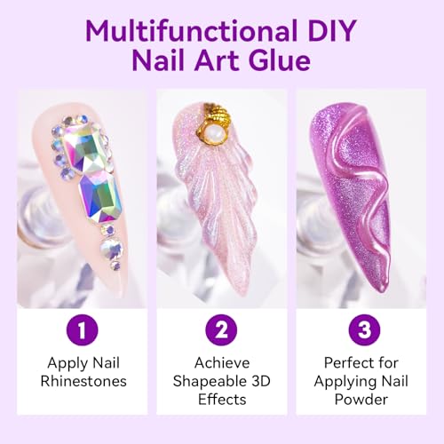 Makartt Rhinestone Glue for Nails 12PCS 30ML, Super Strong Gel Adhesive for Nail Salon, 3D Nail Art, Gem Jewelry & Nail Charm Decoration