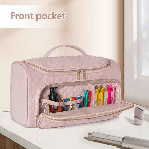 Fasrom Travel Carrying Case Compatible with Shark FlexStyle Air Styling & Drying System HD430/HD435, Hair Blow Dryer Storage Bag to Organize Hair Styling Attachments, Pink (Empty Bag)