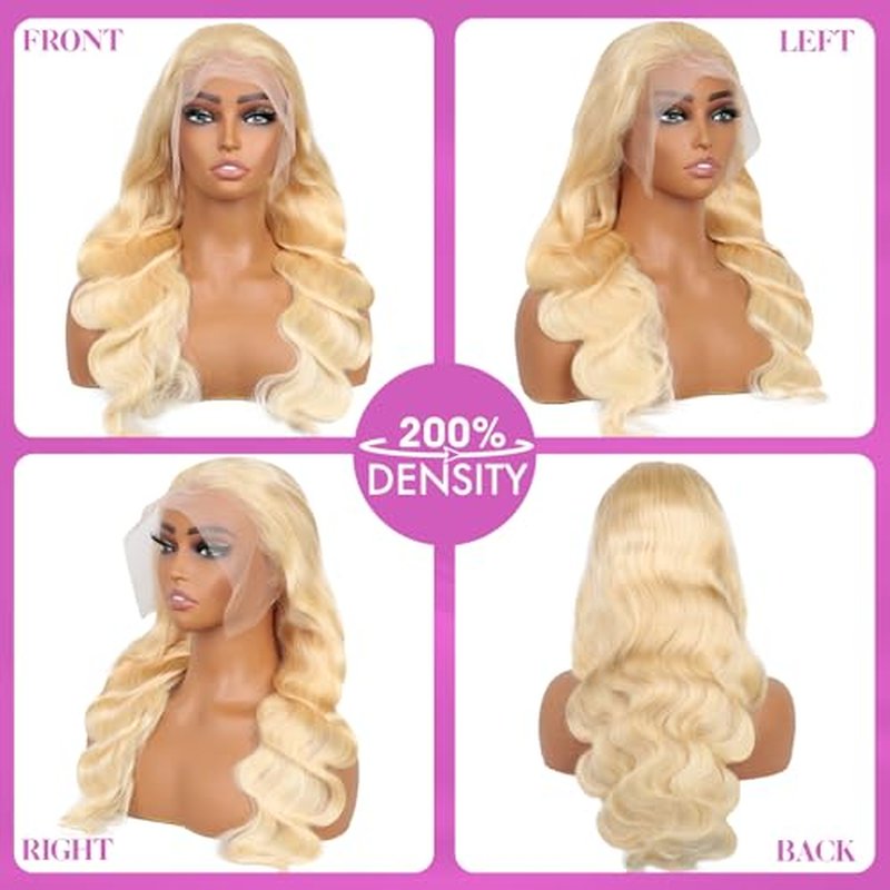 30 Inch 613 Lace Front Wig Human Hair 200 Density Blonde Wig Human Hair Body Wave Lace Front Wigs Human Hair Pre Plucked 613 13X4 HD Lace Frontal Wigs Human Hair for Women Natural Hairline