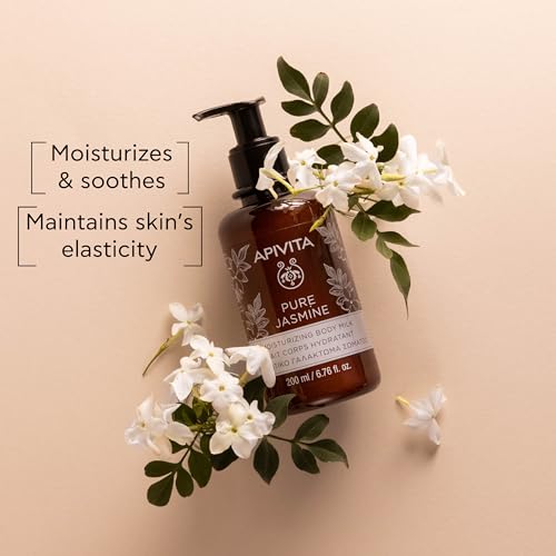 Apivita Pure Jasmine Body Milk | Moisturizes & Soothes with Jasmine, Honey & Essential Oils, 200 mL/ 6.67 oz