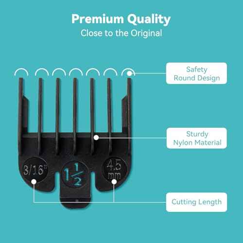 Clipper Guards Set Compatible with Most Wahl Clippers, Clipper Guides Replacement - 1/16" to 3/16", 3 Piece Set, Black Color