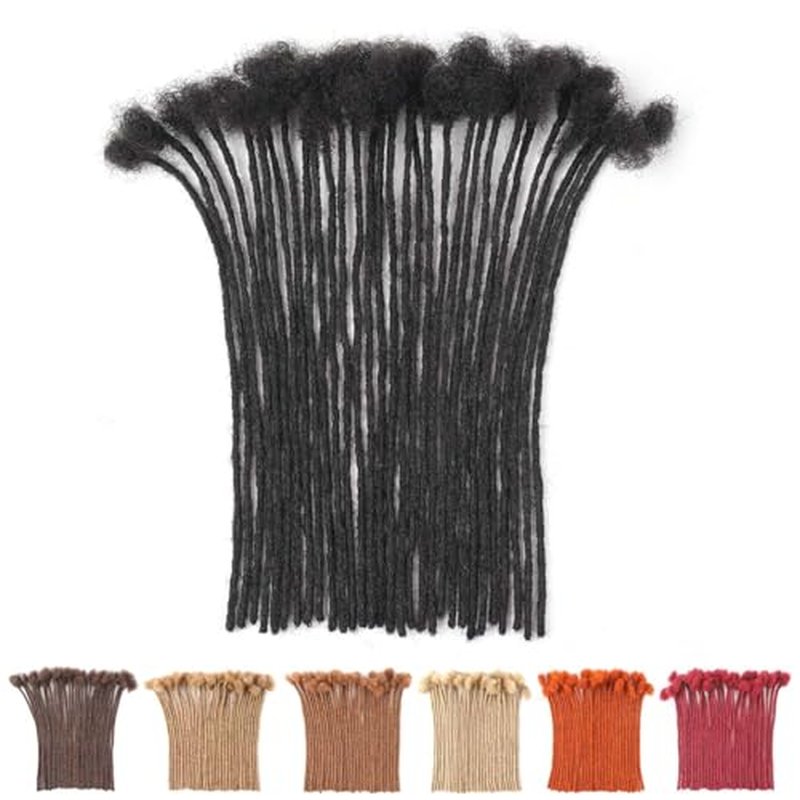 Micro Loc Extensions Human Hair Dreads Extensions for Men Women Mini Dreadlock Extensions Human Hair Locs Extension Natural Black Handmade Permanent Locs Hair Extension (0.2cm 1B 14 Inch 30 Strands)