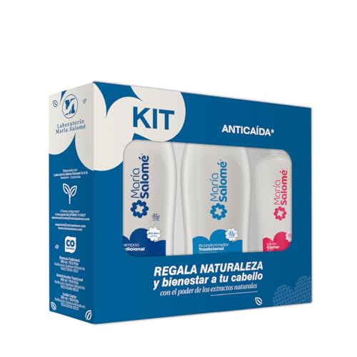 Maria Salome Hair Loss Prevention kit of Shampoo 13.5 fl.oz. - Conditioner 13.5fl.oz. - Lotion 11.8 fl.oz. Natural Products for Thinning Hair