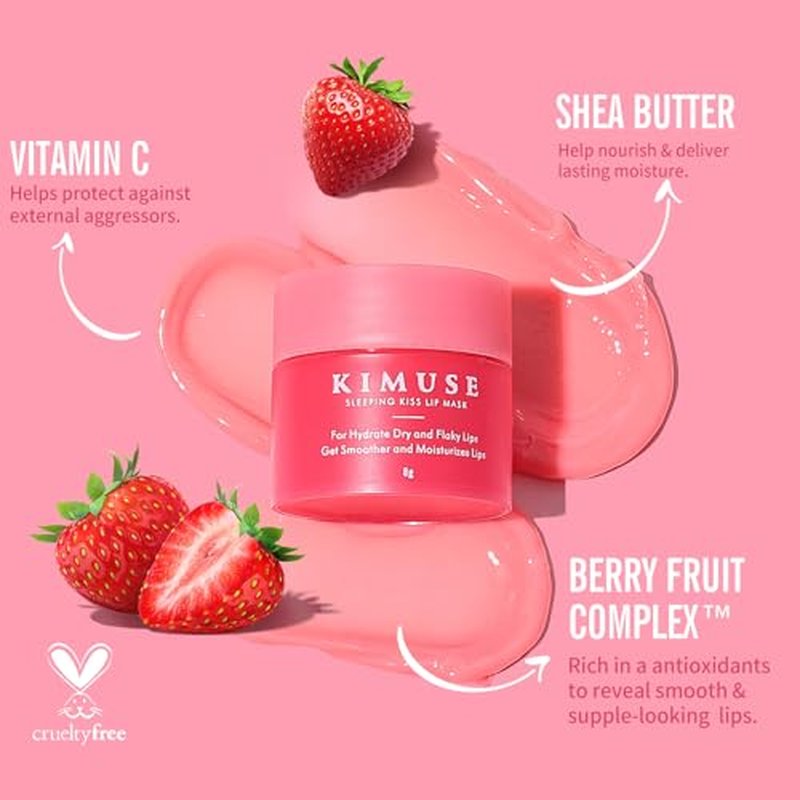 KIMUSE Lip Mask Set, 4PCS Lip Sleeping Mask Overnight Treatment Lip Care Products, Moisturize & Nourish, Cracked Dry Lips, Intense Hydration with Shea Butter (SET)