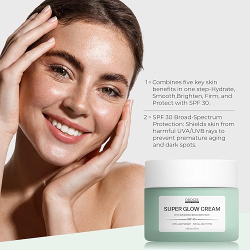 Super Glow Cream with Sunscreen SPF 40+, Lightweight Face Moisturizer with Sun Protection, 5-in-1 Skin Care Benefits 1.8 oz