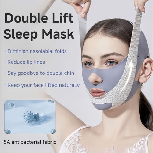 2 Pack V Line Lifting Mask with Chin Strap for Sleeping, Reusable Chin Strap for Double Chin for Women, Adjustable Chin Strap, Jaw Exerciser