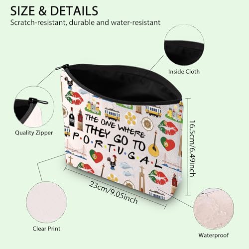 FOTAP Portugal Trip Makeup Bag Portugal Travel Gift Portugal Souvenir Gift Portugal Travel Bag Housewarming Gift (PORTUGAL)