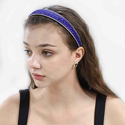 Wecoe Headband, Women's Rhinestone Headband, Fashion Headband, Navy Blue, Holiday, Formal Hair Accessories, Sparkly Crystal Diamond Headband, Thin Headband, Girls, Gift
