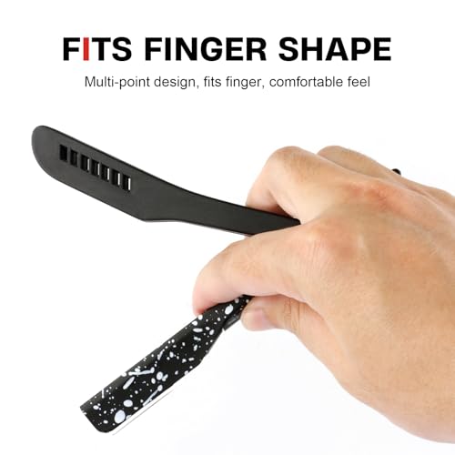 Slide Out Razor for Men, Professional Classic Barber Straight Edge Razor with 10 Single Edge Blades, Manual Shaver Salon Quality Razor for Close Shaving (Green)