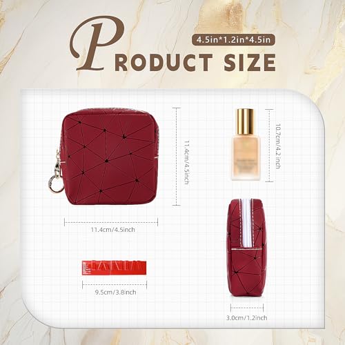 2 PCS Mini Makeup Bag for Purse, Small Cosmetic Bag Set for Women Girls, Small Travel Makeup Pouches for Purse (Black+Rose Red)