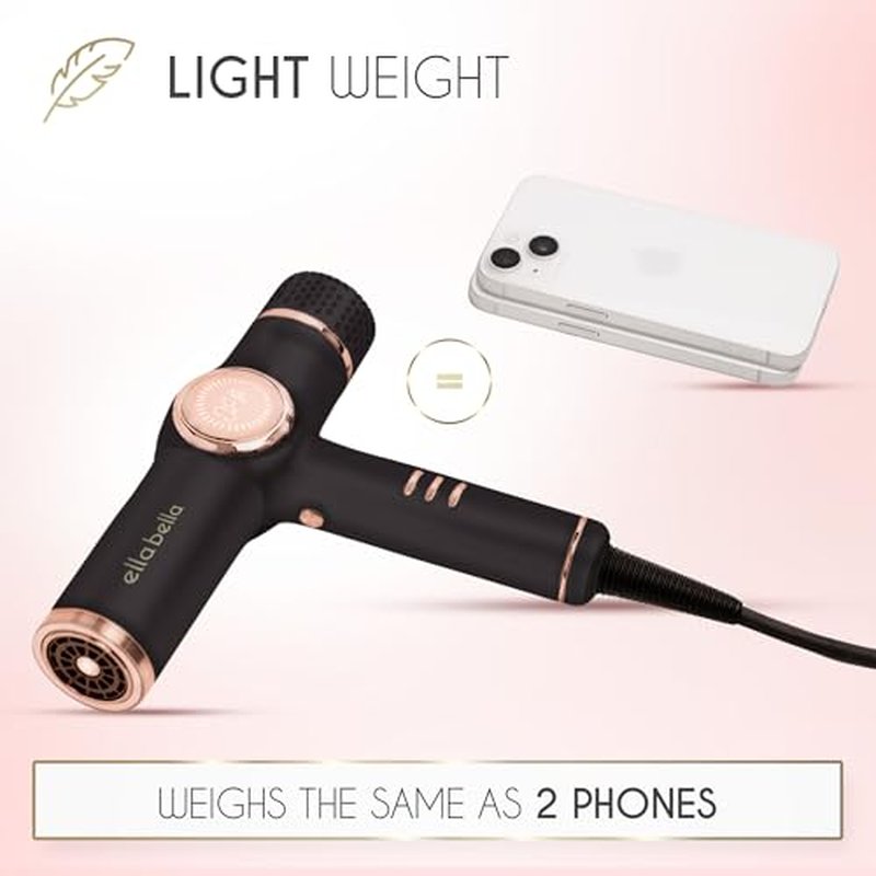 ELLA BELLA¢ç Professional Ionic Hair Dryer with Diffuser ? Negative Ion Blow Dryer ? Suitable All Hair Types ? Intelligent Heat Control & Rapid Drying Speeds ? Lightweight Design ? Low Noise Technology