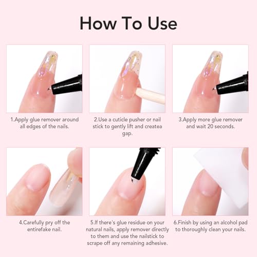 Curvlife Newly Upgraded Quick Drying 10g Semi Solid Nail Glue with 10ml Remover for Press On Nails Tips No Need for UV Lamp Long Lasting Fake Acrylic Nails Kit Glue Gel