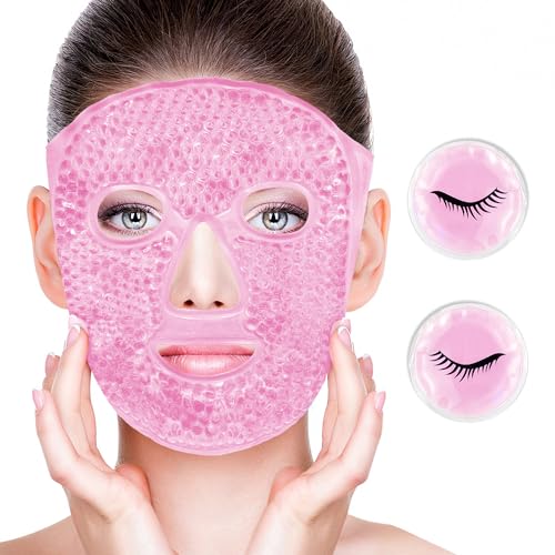 Cold Face Eye Masks Ice Face Mask Hot Cold Compress For Dark Circles, Puffiness, Migraines, Headache, Stress, Redness, Cooling Face Masks For Women Man, Skin Care