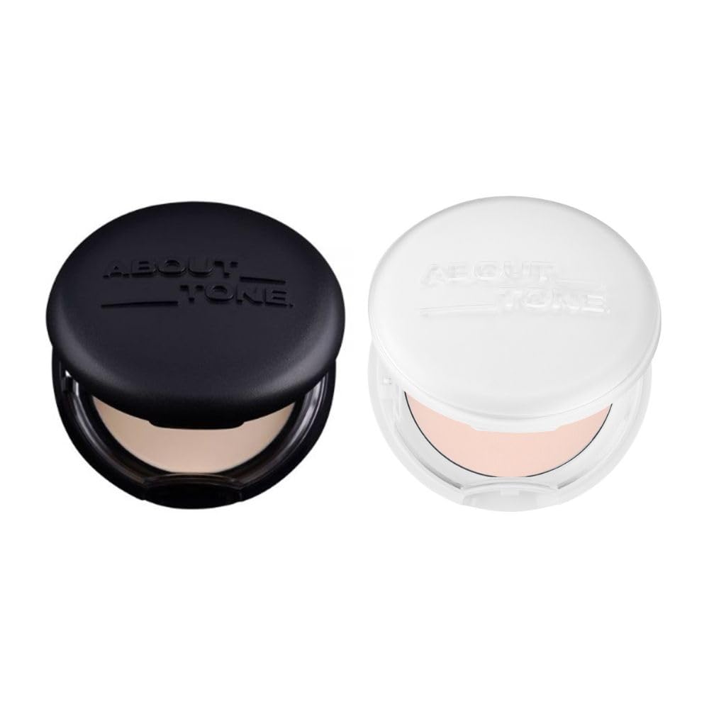 [ABOUT TONE] Blur Powder Pact (03 NATURAL) + Sebum Cut Powder Pact BUNDLE SET/Pressed Powder Pact with Mirror and Puff, Face Makeup Setting Powder, Finishing Powder with Sebum Control, Vegan