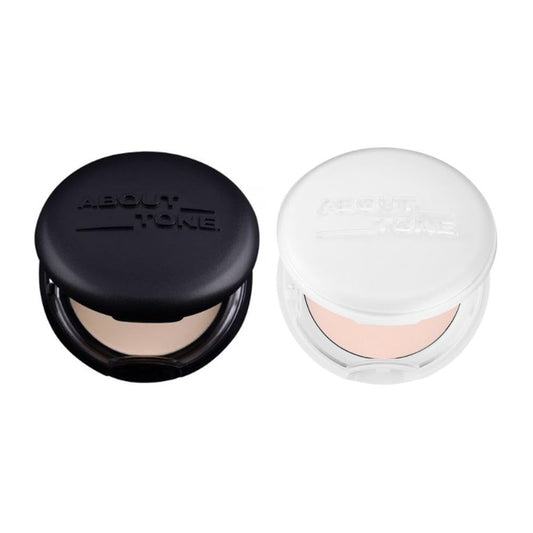 [ABOUT TONE] Blur Powder Pact (03 NATURAL) + Sebum Cut Powder Pact BUNDLE SET/Pressed Powder Pact with Mirror and Puff, Face Makeup Setting Powder, Finishing Powder with Sebum Control, Vegan