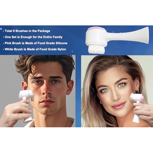 9-in-1 Face Scrubber Face Cleaning Brushes Super Soft Silicone Cleanser Brush and Facial Cleansing Massager Brush Face Cleansing Brush Set