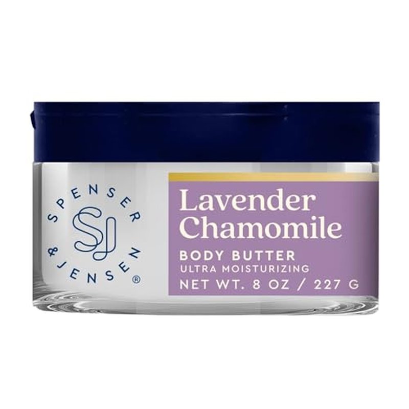Spenser & Jensen Hydrating Lavender & Chamomile Body Butter - Gentle On All Skin Types - Moisturizing Body Lotion for Women & Men - Paraben Free - 8 Oz (Pack of 1)