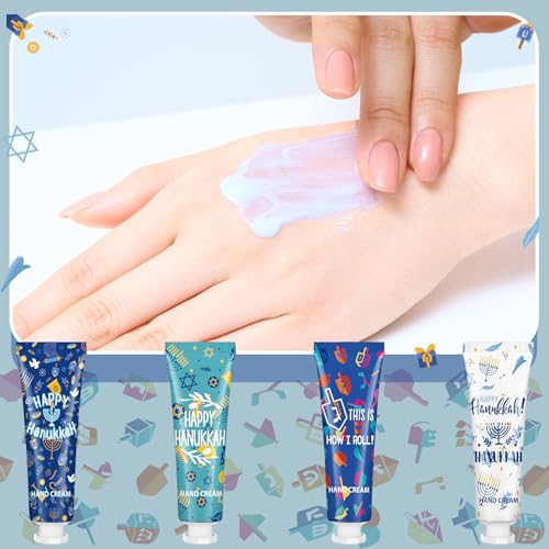 12 Pcs Hanukkah Hand Cream Gifts Set Hand Lotion Travel Proper Size Bulk for Women Hanukkah Mini Cremas Para Manos for Moisturizer Cream for Chanukah Advent Party Gifts