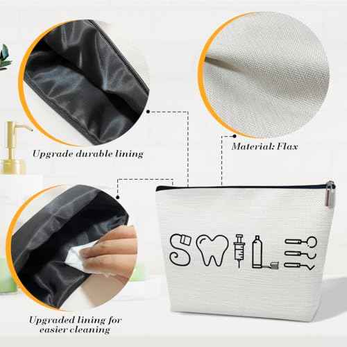 Dental Assistant Gifts Makeup Bag, Dental Hygienist Graduation Gifts for Women Coworkers Graduate, Cute Cosmetic Bag for Purse, Hygiene Student Must Haves Organizer Pouch