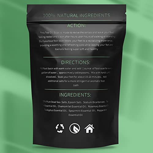 Tea Tree Oil Foot Soak with Epsom Salt - Pedicure Foot Spa for Toenail Fungus Treatment, Nail Discoloration, Stubborn Foot Odor and Itchiness -16 oz