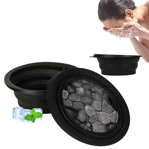 Face Bowl for Ice with Built-In Ice Tray,Ice Bath Collapsible Silicone Bowl,Facial Plunge Bowl, for Face Cooling Portable Spa Tool for Home & Travel £¨Black£©