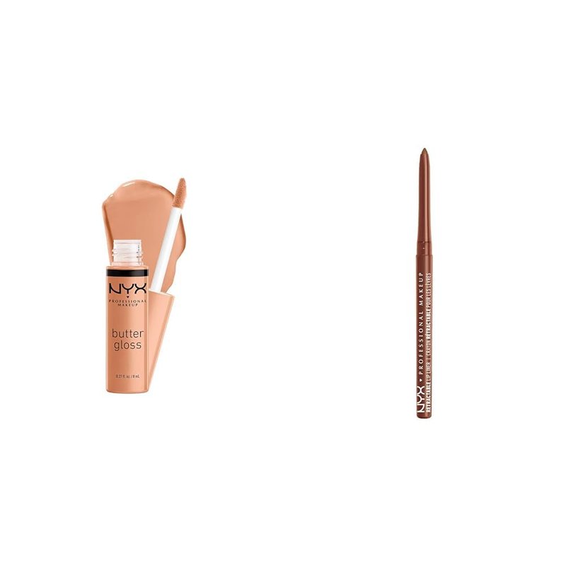 NYX PROFESSIONAL MAKEUP Butter Gloss Non-Sticky Lip Gloss Fortune Cookie & Mechanical Cocoa Lip Liner Pencil