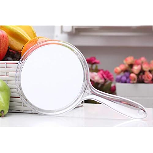 Makeup Hand Mirror, Double-Sided 3X 1x Magnifying Large Travel Handheld Mirror Cosmetic Mirror Acrylic Clear Finish Round Mirror (Clear)