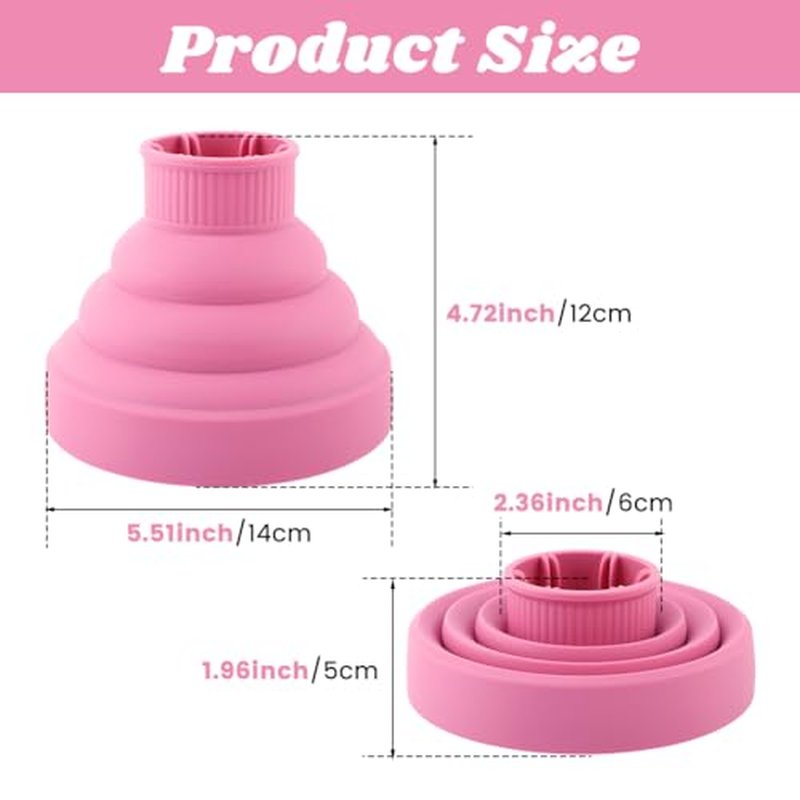 Universal Foldable Hair Dryer Diffuser, Travel Hair Dryer Diffuser Attachment with Comb, Portable Hairs Diffusers Blow Dryers Attachment for Natural Thick Hairs(Color:Pink)