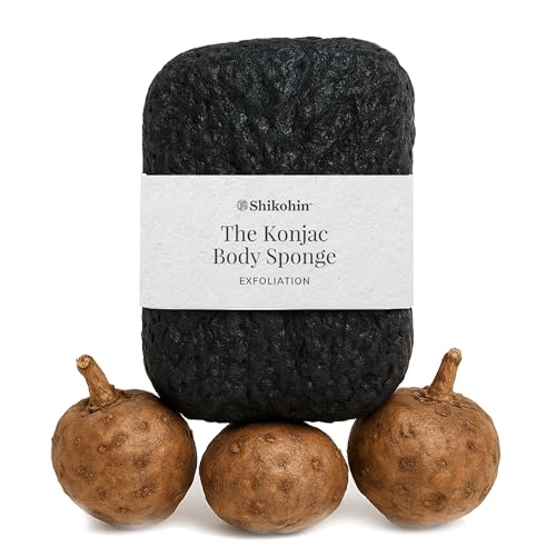 Konjac Body Sponge: Natural Exfoliating Shower Sponge from Konjac Root - Gentle Daily Body Cleanser for Radiant Skin - Vegan, Cruelty-Free, Made in Japan - Suitable for Sensitive Skin