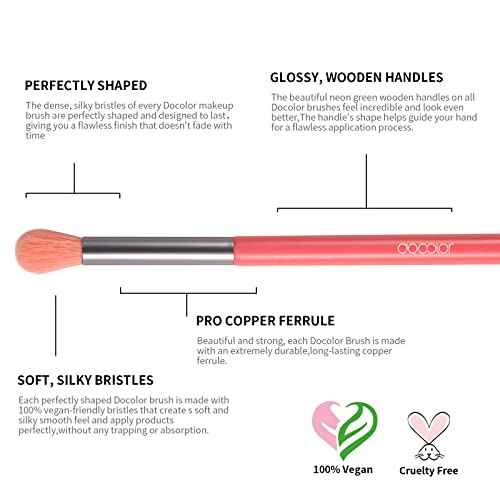 Docolor Makeup Brushes 10Pcs Makeup Brush Set Premium Synthetic Powder Foundation Contour Blush Concealer Eye Shadow Blending Liner Make Up Brush Kit - Neon Peach