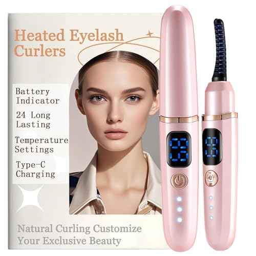 Heated Eyelash Curlers with Battery Indicator, Electric Eyelash Curler 3 Temperature Modes LED Display USB Rechargeable Makeup Tools, Heated Lash Curler Ideal Christmas Gift for Women (Pink)