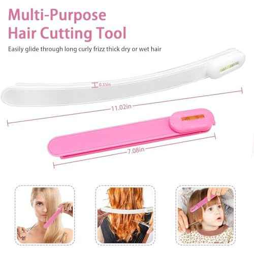 Professional Hair Cutting Kit for Women Gifts, Easy-to-Use Split Ends Hair Trimmer, DIY Home Hair Cutting Tools for Bangs, Layers, Bobs, Practical Hair Cutting Clip, Pink