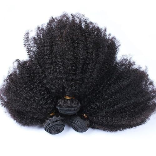 Mongolian Afro Kinky Curly Human Hair 3 Bundles (10 12 14 Inchs) Afro Curly Weave Hair Extensions for Black Women Unprocessed Virgin Hair Afro Kinky Human Hair Bundles Natural Color