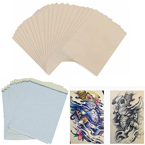40pcs Tattoo Practice Skins with Tattoo Transfer Paper Kit Includes 30pcs A4 Size 4 Layers 8.5" x 11" Tattoo Paper and 10Pcs 8¡¿6in Double Sided Tattoo Skin Practice