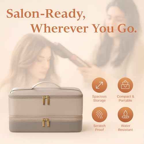 for Dyson Airwrap Travel Case, Shark Flex Style Case, Hair Dryer Travel Bag, Shark Hair Dryer Storage, Airstraight Air Wrap Flexstyle Fusion Organizer, Dyson Travel Bag (Beige & Gray)