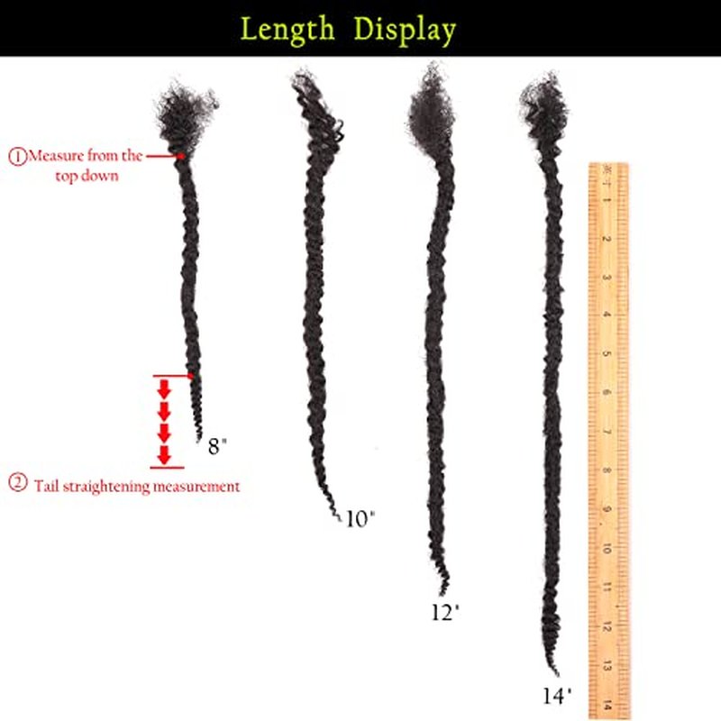 Orientfashion 10inch Textured loc Extensions Human Hair Curly Ends 0.8cm Thickness Full Hand-made Permanent Dreadlock Extensions Human Hair for Women/Men (10inch 30strands, 0.8cm Natural black)